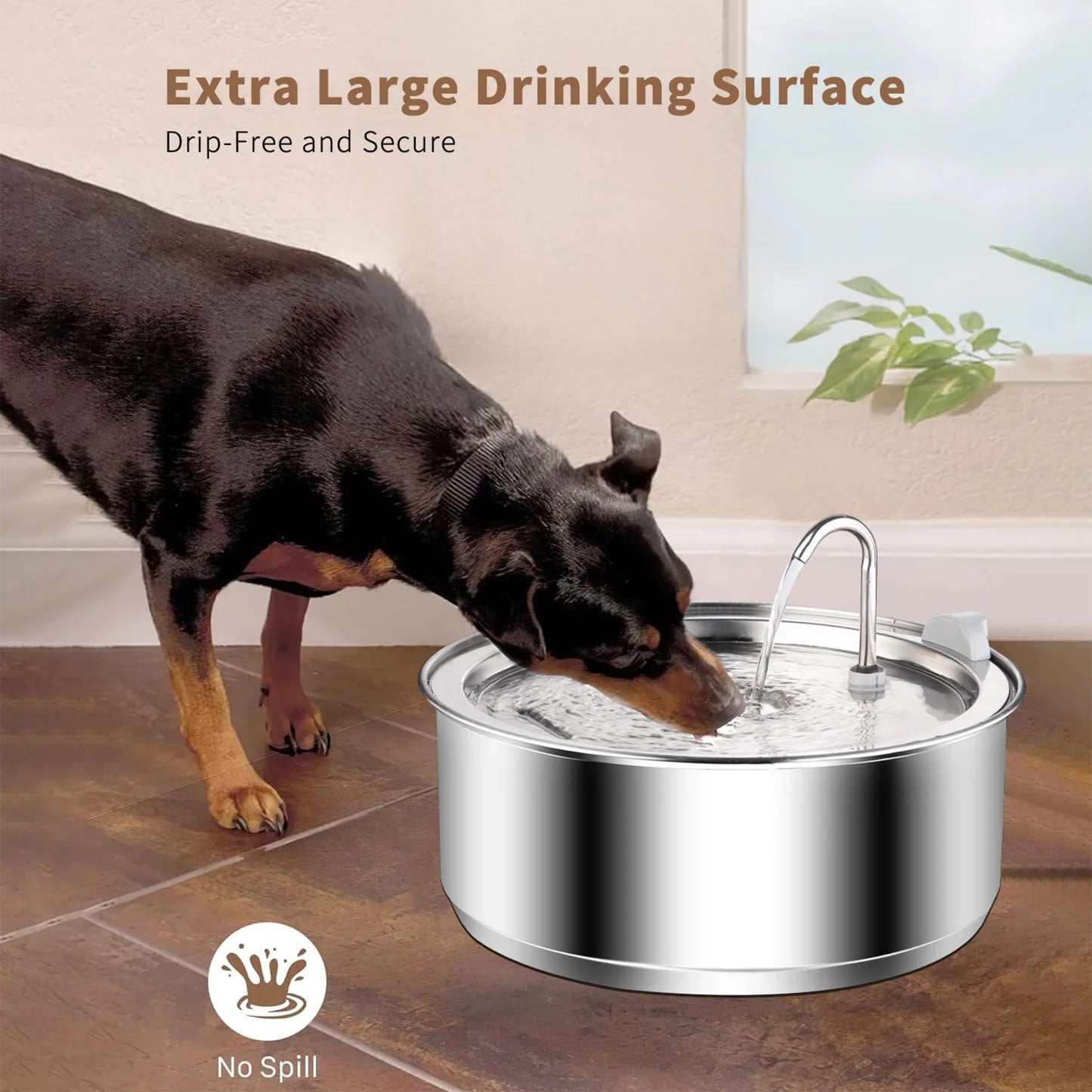 8L Dog water fountain Stainless Steel water dispenser for dogs cats smart Pet water Dispenser for Large Dogs Cat with Sensor