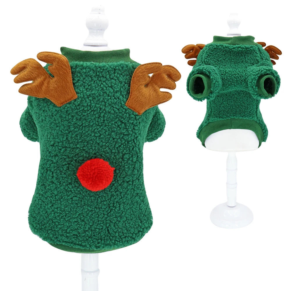 Christmas Dog Clothes Vest Pet Puppy Cat New Year Clothing Coat Cute Costume Soft Fleece Outfit Clothing Pug Chihuahua S-2XL