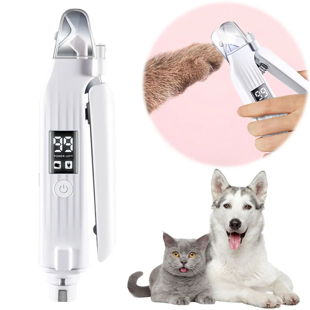 2 in 1 Electric Dog Nail Grinder and Clipper Rechargeable Pet Toenail Clippers with LED Lights for Small Medium Large Dogs/Cats