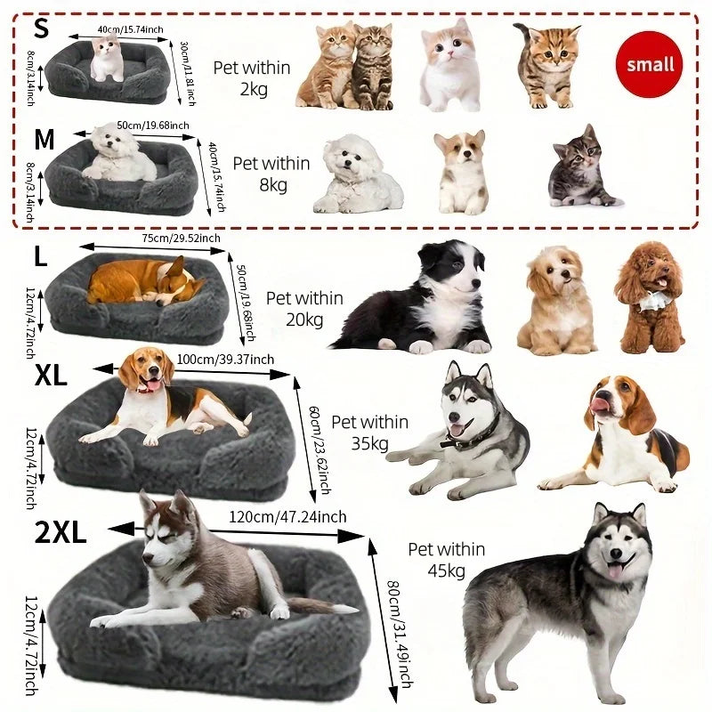 S M L XL XXL Calming Dog Bed Orthopedic Memory Foam Sofa Couch Waterproof Removable Cover Plush Mat for Small Medium Large Dogs