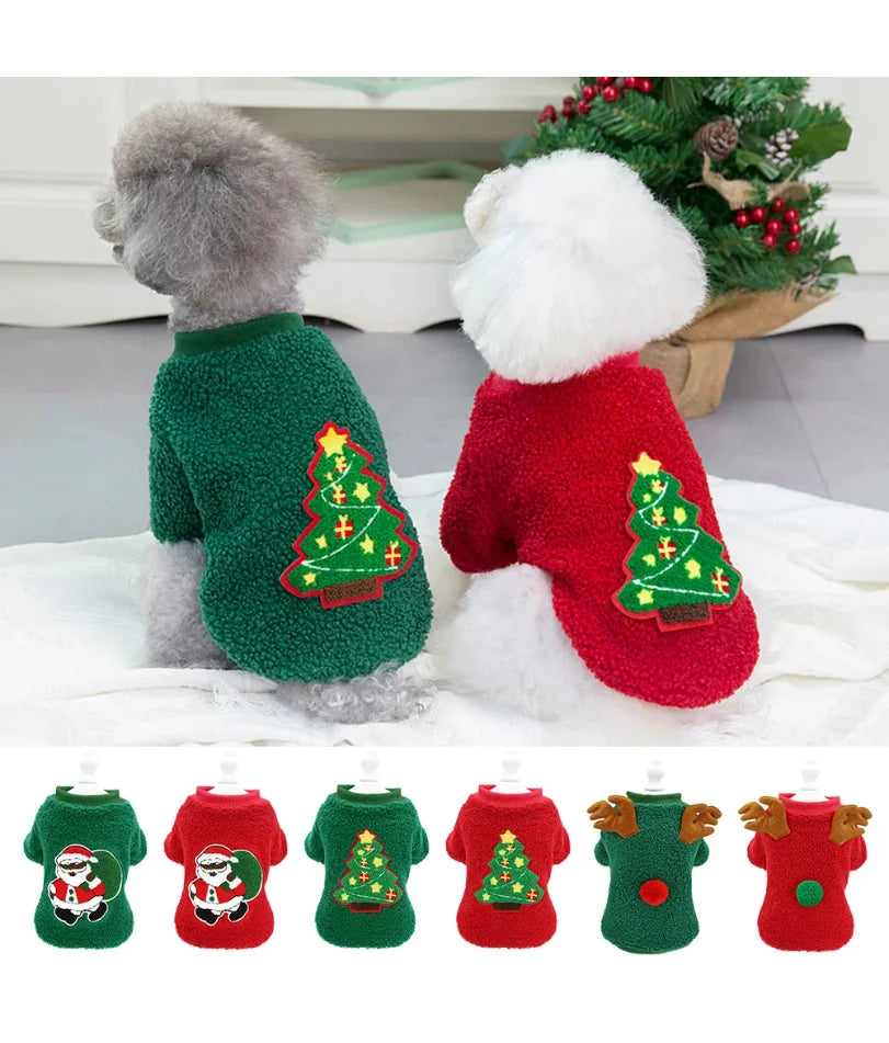 Christmas Dog Clothes Vest Pet Puppy Cat New Year Clothing Coat Cute Costume Soft Fleece Outfit Clothing Pug Chihuahua S-2XL