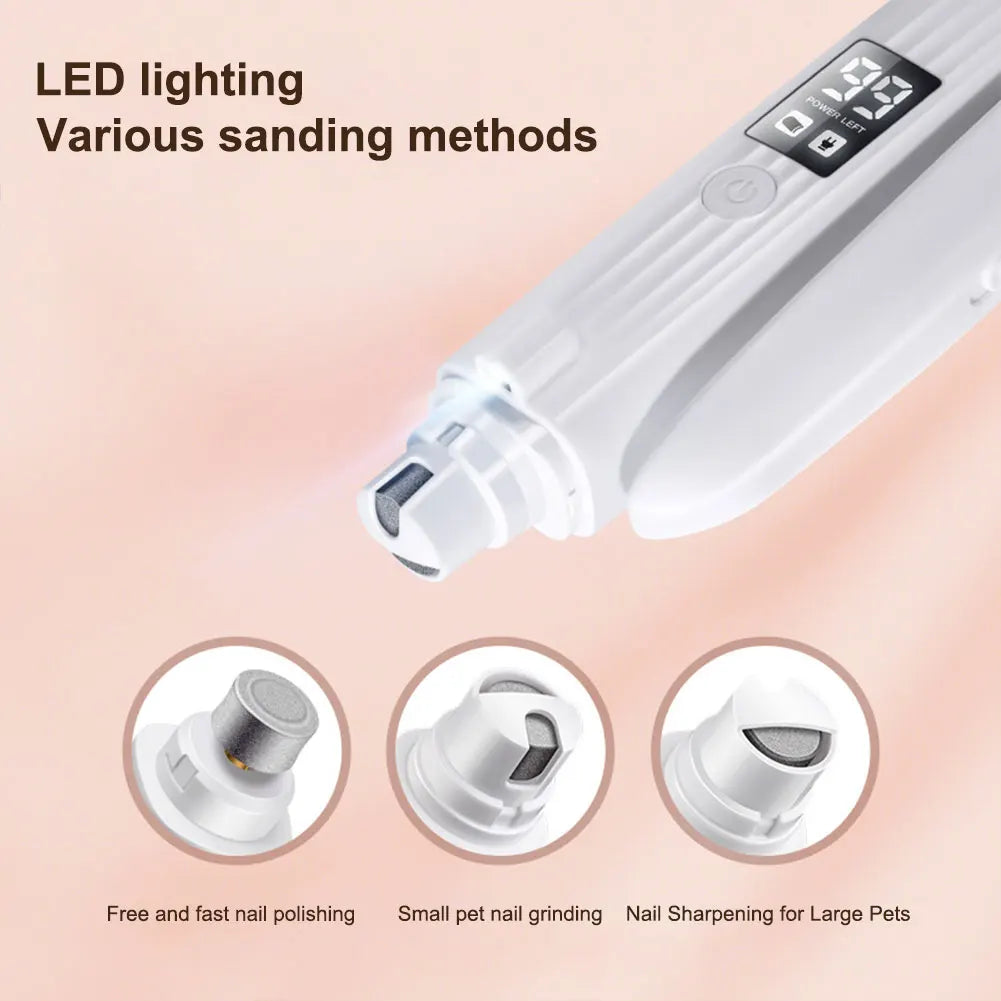 2 in 1 Electric Dog Nail Grinder and Clipper Rechargeable Pet Toenail Clippers with LED Lights for Small Medium Large Dogs/Cats