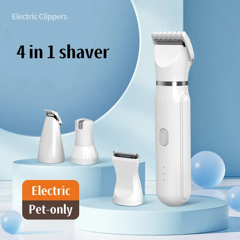 4in1 Pet Grooming Kit Professional Pet Hair Clipper Kit Electric Trimmer for Dog Grooming Low Noise Rechargeable Pusher Nails