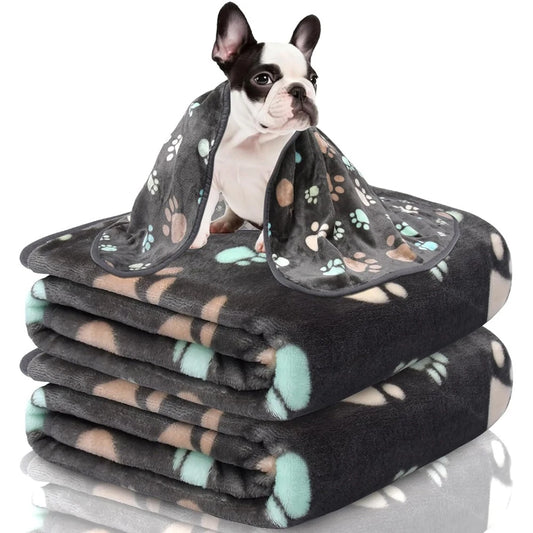 Black Soft Fluffy High Quality Thick Style Pet Blanket Double-sided Pattern Pet Mat Warm and Comfortable Blanket for Cat Dogs