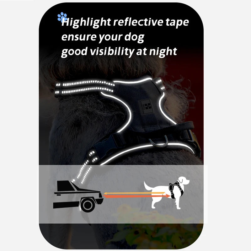 SMALL COMBINATION Dog Harness No Pull Reflective Pet Dog Chest Harness Adjustable for Small Medium Large Dogs Outdoor Walking