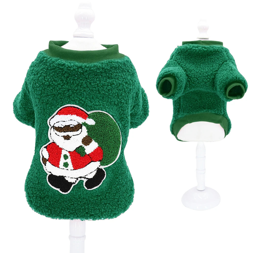 Christmas Dog Clothes Vest Pet Puppy Cat New Year Clothing Coat Cute Costume Soft Fleece Outfit Clothing Pug Chihuahua S-2XL