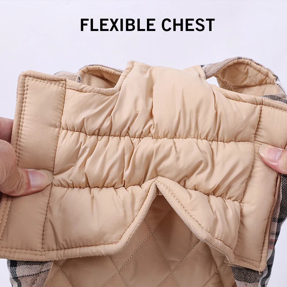 Reversible Dog Jacket Winter Dog Clothes Waterproof Checked Soft Quilted Coat for Small Large Dogs Warm Pet Vest French Bulldog
