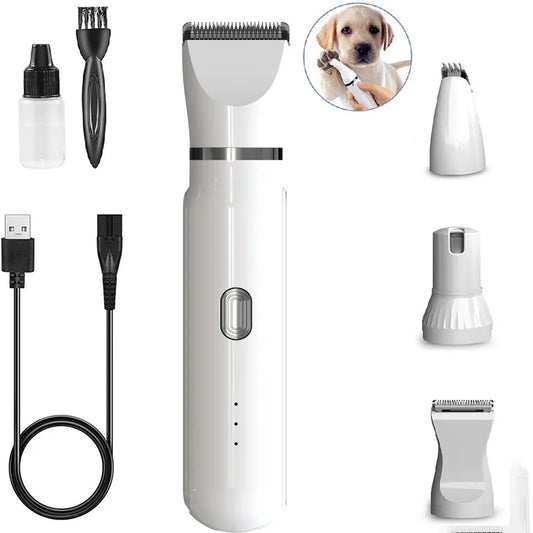 4in1 Pet Grooming Kit Professional Pet Hair Clipper Kit Electric Trimmer for Dog Grooming Low Noise Rechargeable Pusher Nails