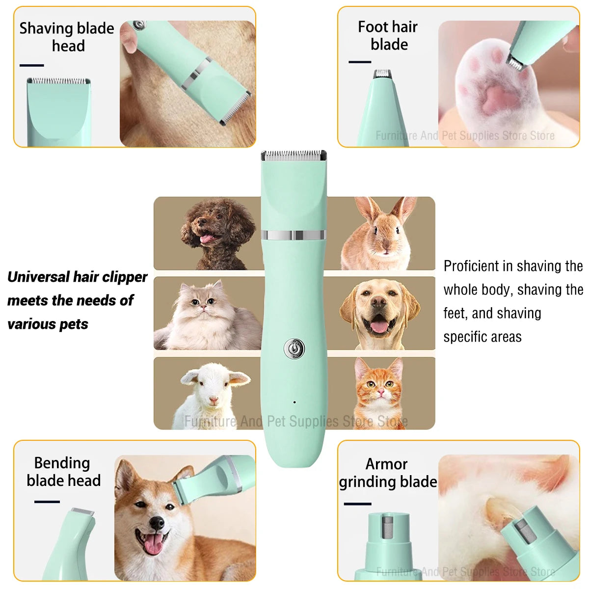 Dog Clipper Pet/Cat/Rabbit Hair Clippers Grooming Haircut Professional Trimmer Shaver Set Pets Cordless Rechargeable Promotions