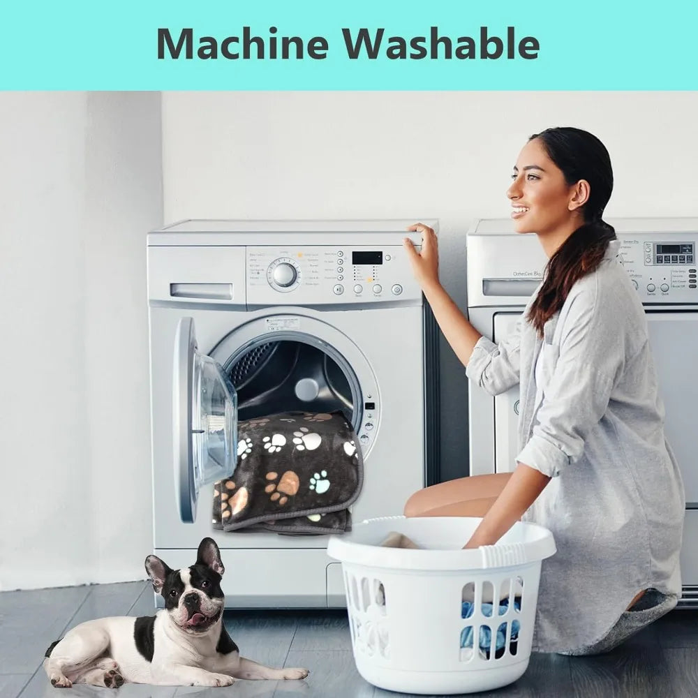 Black Soft Fluffy High Quality Thick Style Pet Blanket Double-sided Pattern Pet Mat Warm and Comfortable Blanket for Cat Dogs