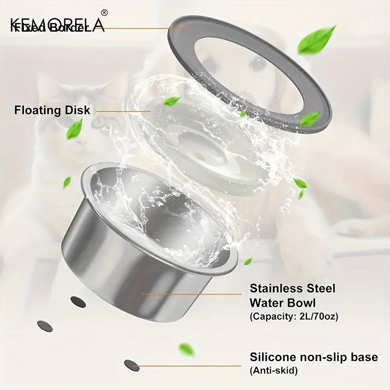 Stainless Steel Dog Water Bowl Anti-Spill Floating Disk Design Slow Feeder Non-Wet Mouth Pet Drinking Bowl for Dogs