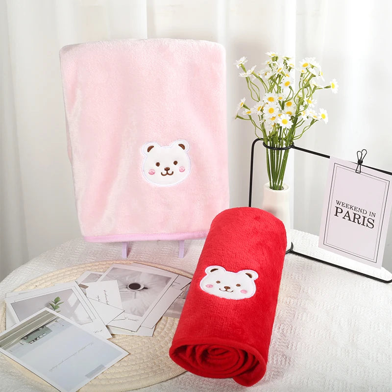 Super Soft Fluffy Premium Pet Blanket Flannel Little Bear Printed Throw for Dog Puppy Cat, Winter Warm Pet Gifts(3 Size)
