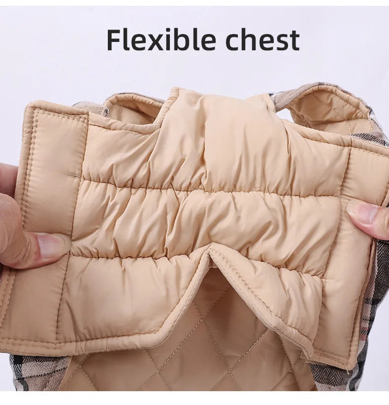 Reversible Dog Jacket Winter Dog Clothes Waterproof Checked Soft Quilted Coat for Small Large Dogs Warm Pet Vest French Bulldog