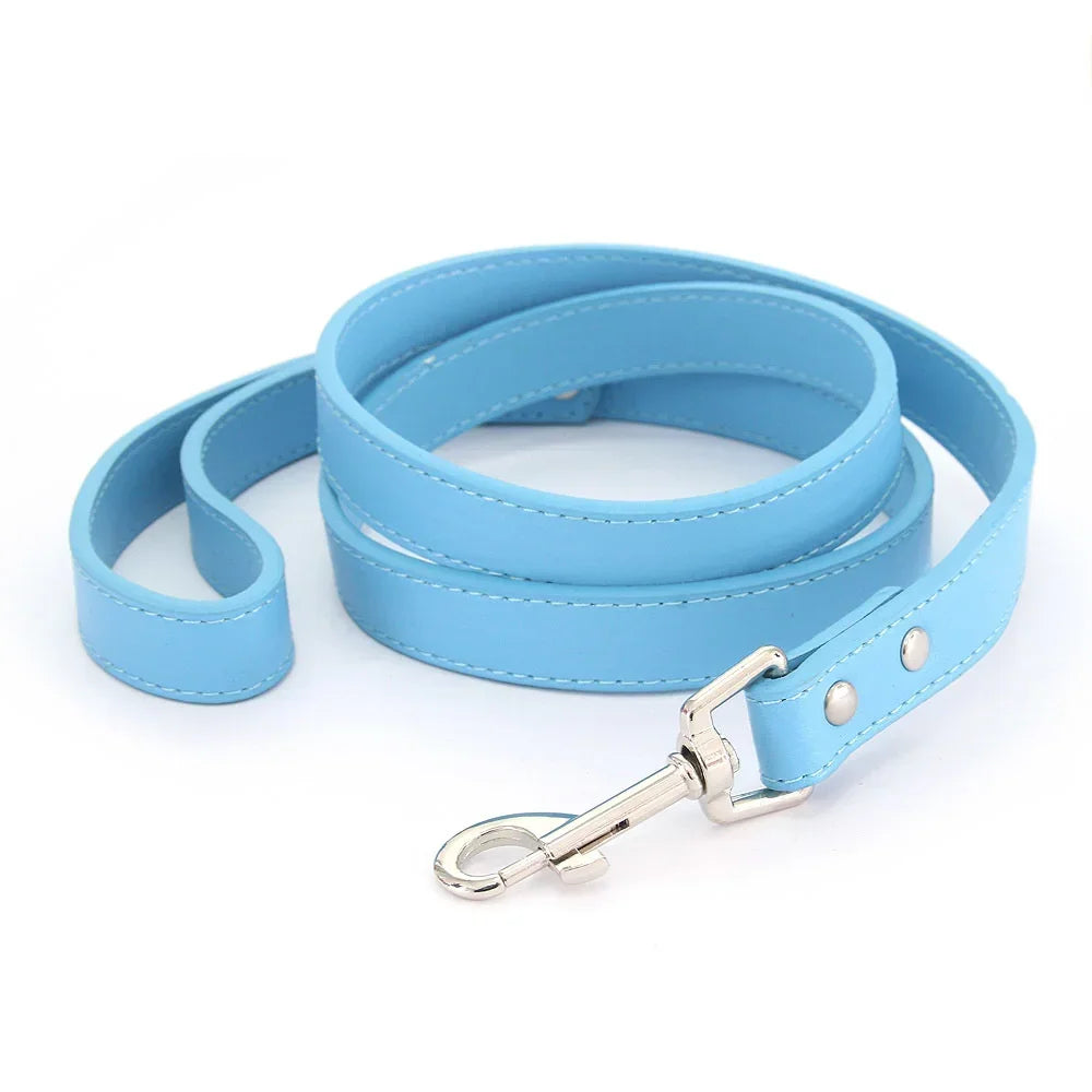16 Colors Dog Leash Soild Color Leather Pet Walking Training Leads For Small Medium Dogs Cat In Collar And Harness 120cm