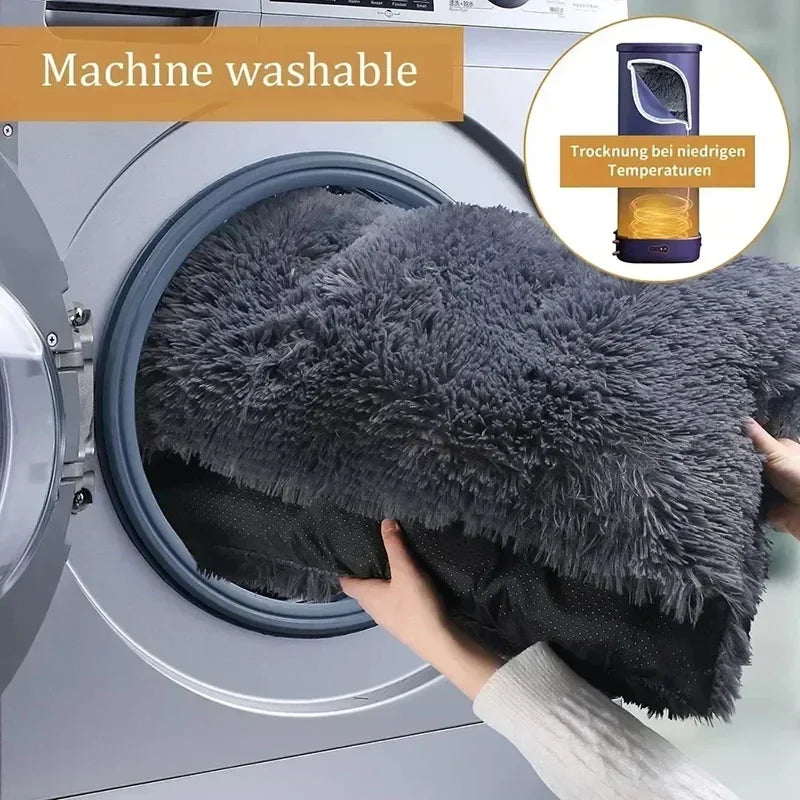 Detachable Dog Bed Mat Plush Winter Warm Pet Blanket Anti-Slip Washable Pet Kennel Puppy Medium Small Pad Dog Accessories