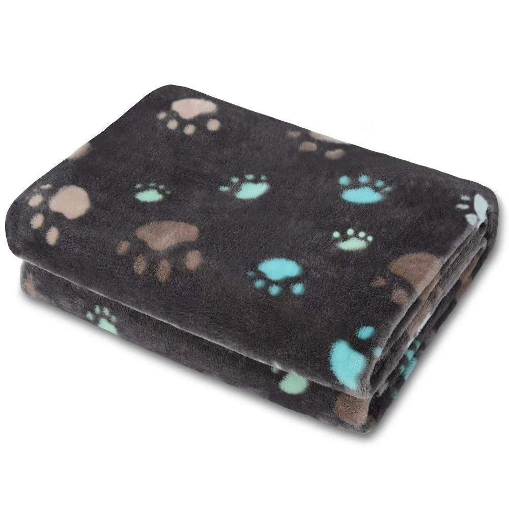Black Soft Fluffy High Quality Thick Style Pet Blanket Double-sided Pattern Pet Mat Warm and Comfortable Blanket for Cat Dogs