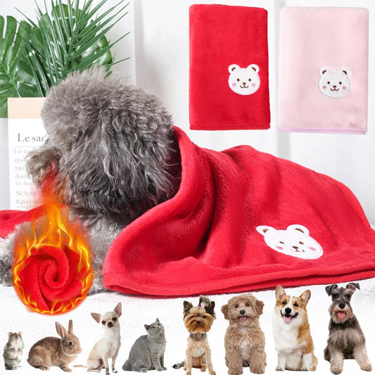 Super Soft Fluffy Premium Pet Blanket Flannel Little Bear Printed Throw for Dog Puppy Cat, Winter Warm Pet Gifts(3 Size)
